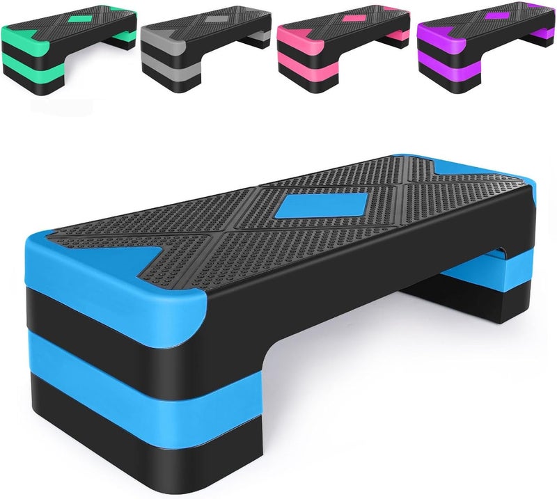 HooKung Adjustable Workout Aerobic Stepper in Fitness & Exercise Step Platform Trainer 3 settings adjustable height 4”-6”-8” - Image 1